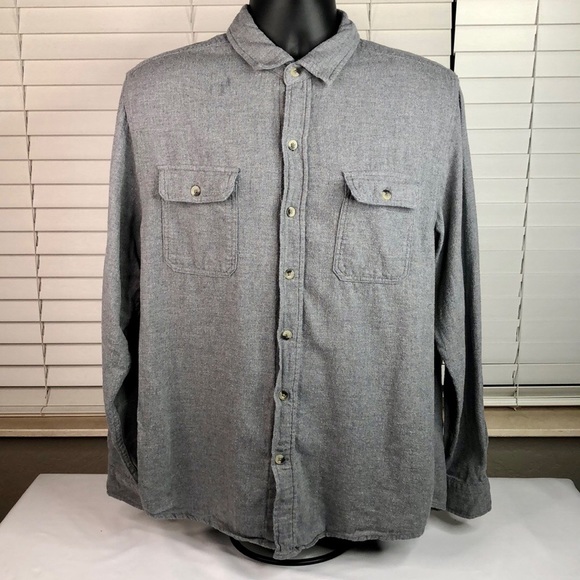 Woolrich gray flannel button down shirt chest pockets - Picture 1 of 9